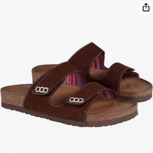 Skechers Women's Luxe Two Strap Sandal Comfort Footbed, Brown,